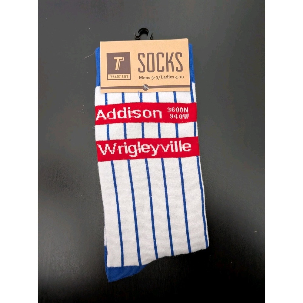 Transit Tees Addison Wrigleyville Pinstripe Socks Cubs NEW Men 3-9 Ladies 4-10